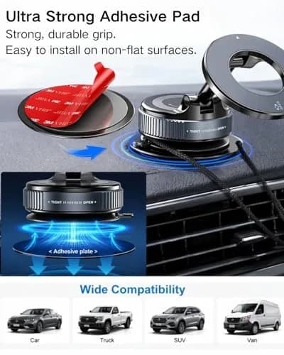APPS2Car 3-Pack 3" Dashboard Mounting Pad Disk | Universal Suction Cup Mount Base thumbnail 3