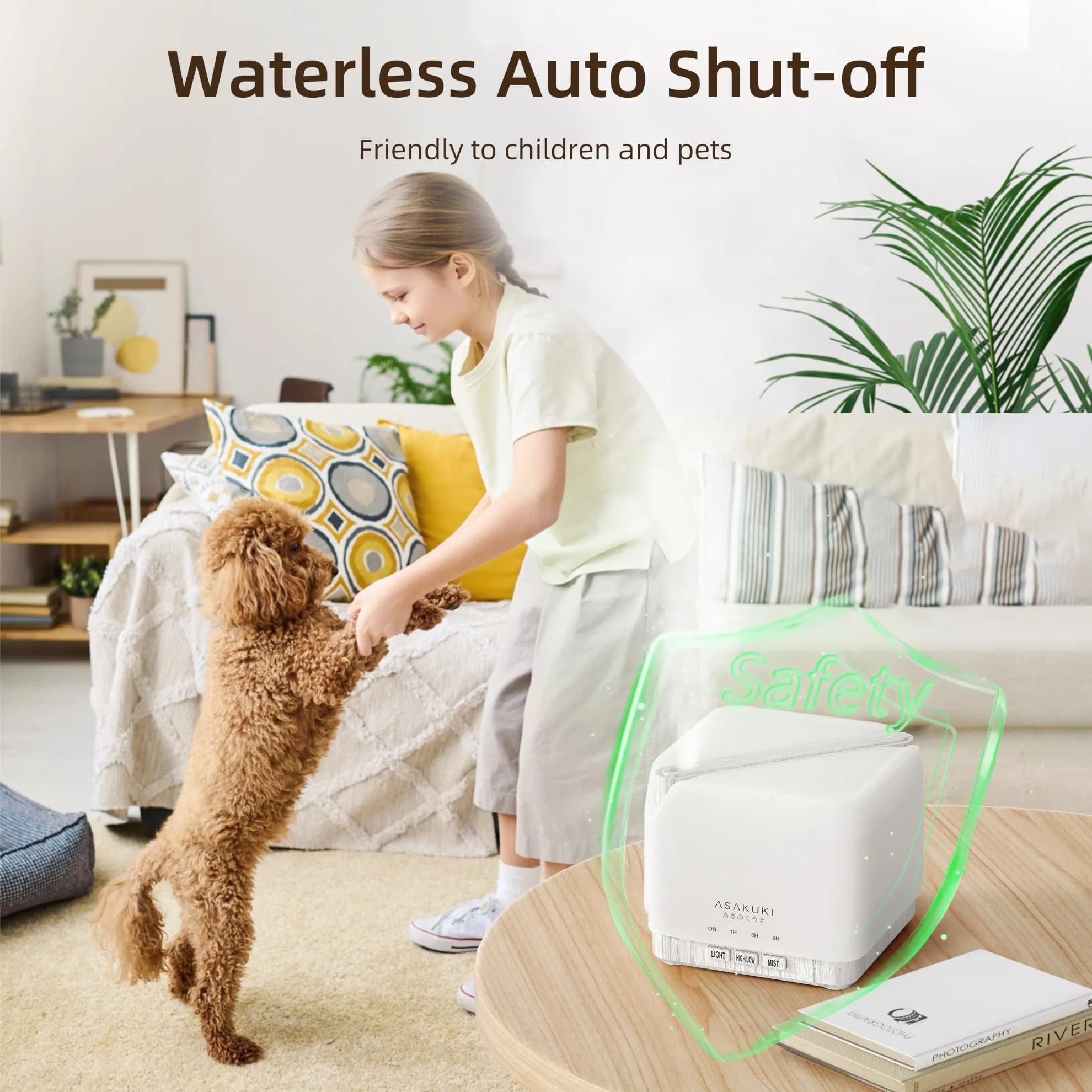 ASAKUKI Essential Oil Diffuser for Home Large 700 ml Humidifier | Ultrasonic Aromatherapy Diffuser with 7 LED Lights & Auto Shut-off - view 3