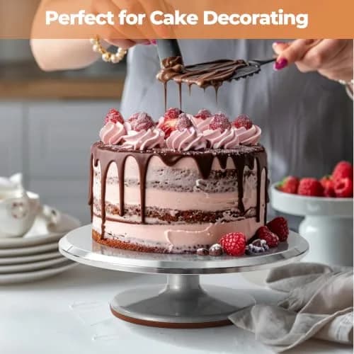 Kootek 12 Inch Aluminum Cake Turntable Set with 4-Piece Decorating Kit | Heavy Duty Rotating Cake Stand for Decorating thumbnail 7
