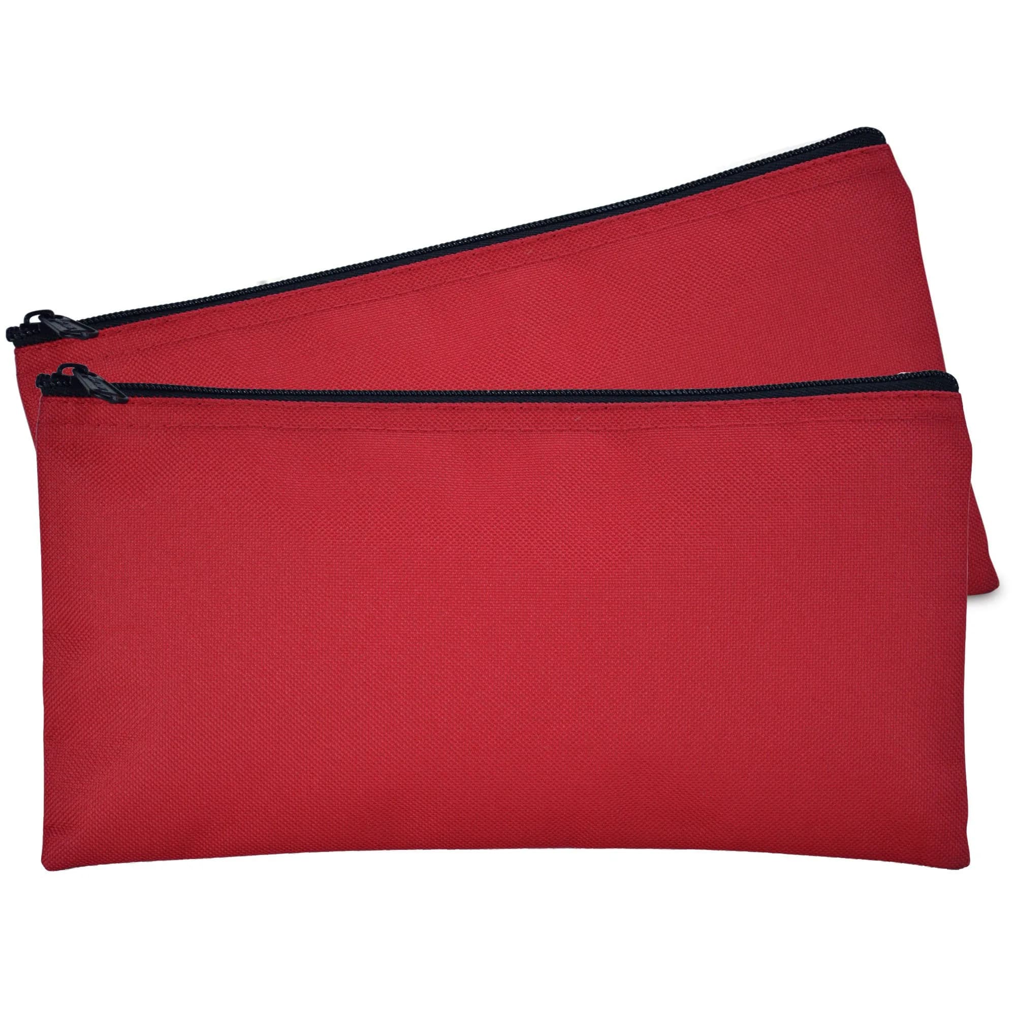 DALIX Red Zippered Bank Money Pouch Bag 27.9 cm (11" Long X 5.5" Height) | Secure Deposit Utility Bag - main product image