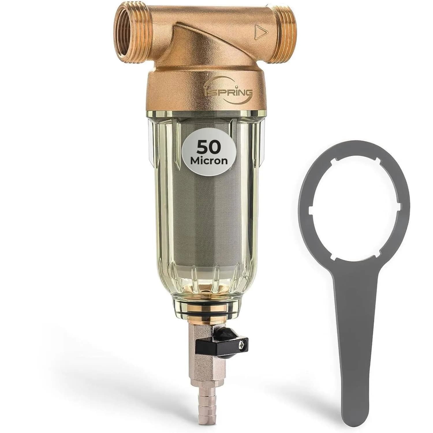 iSpring WSP-50 Spin Down Sediment Filter 50 Micron | Whole House Prefilter for Rust & Dirt Removal