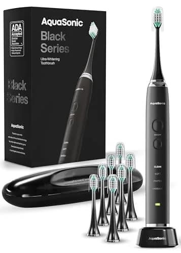 Aquasonic Black Series Ultrasonic Toothbrush with 8 Brush Heads & Travel Case | ADA Accepted, 40,000 VPM, Wireless Charging thumbnail 1