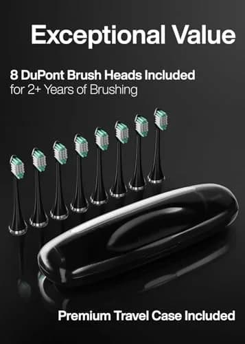 Aquasonic Black Series Ultrasonic Toothbrush with 8 Brush Heads & Travel Case | ADA Accepted, 40,000 VPM, Wireless Charging thumbnail 5