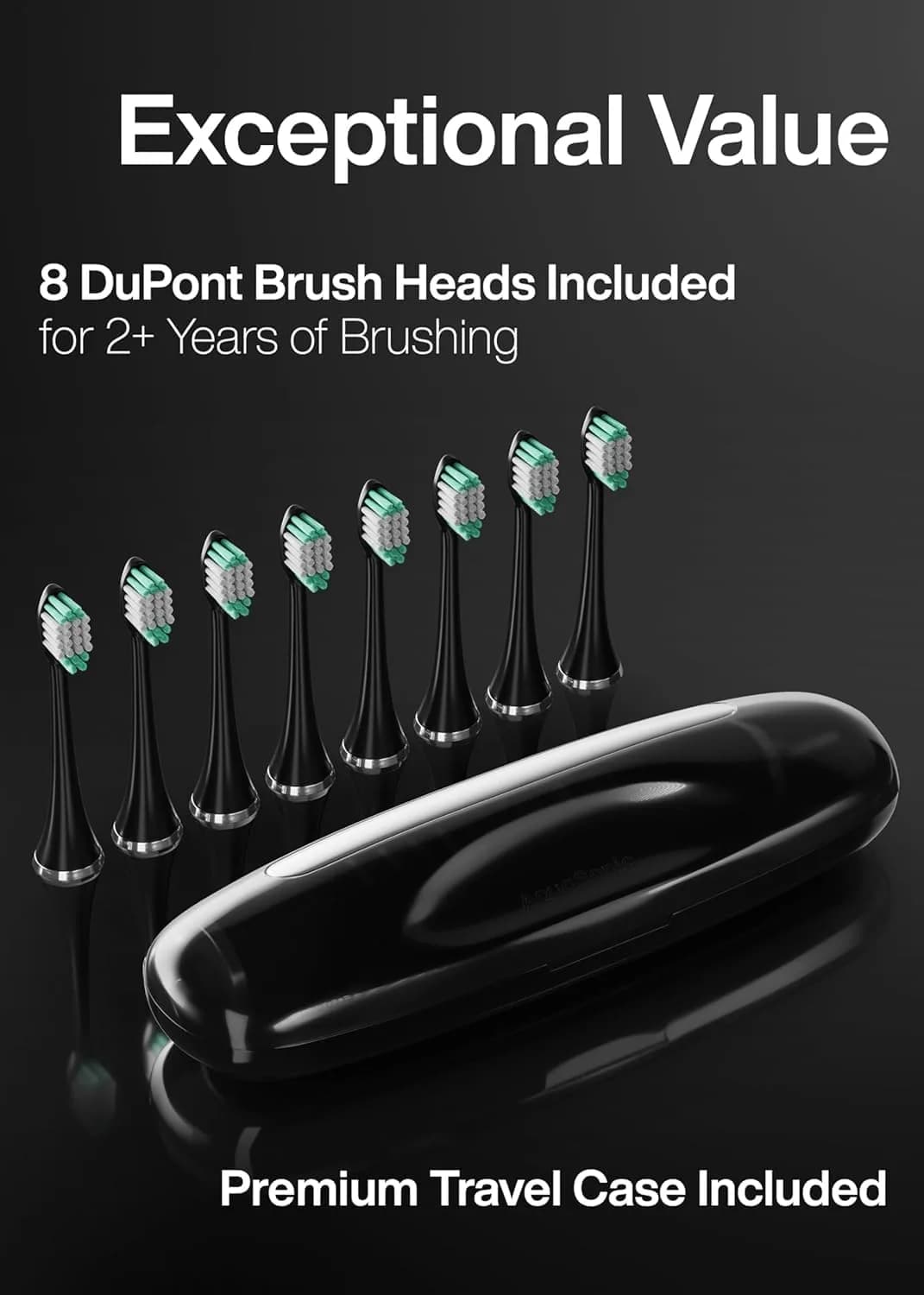 Aquasonic Black Series Ultrasonic Toothbrush with 8 Brush Heads & Travel Case | ADA Accepted, 40,000 VPM, Wireless Charging - view 5