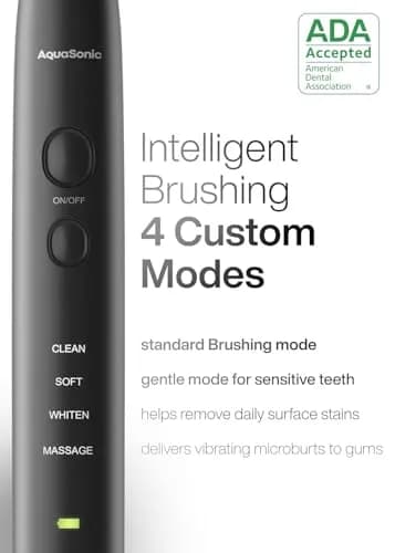 Aquasonic Black Series Ultrasonic Toothbrush with 8 Brush Heads & Travel Case | ADA Accepted, 40,000 VPM, Wireless Charging thumbnail 3