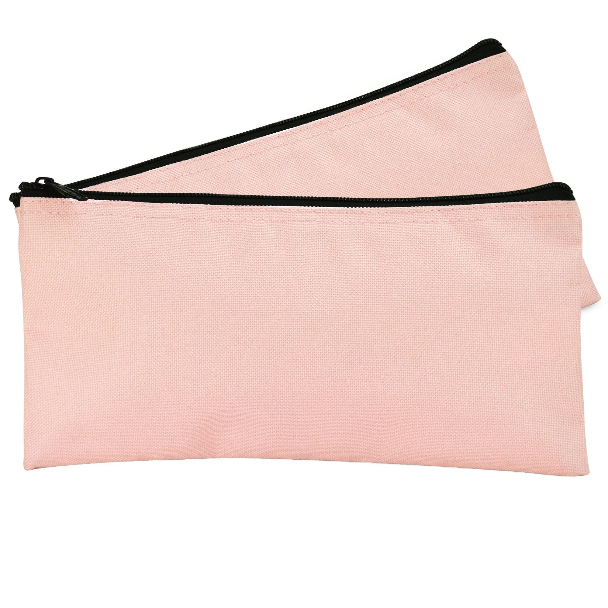 DALIX Pink Money Bag 28cm (11" L x 5.5" W) | Secure Zippered Pouch for Cash & Coins - main product image