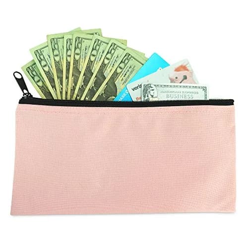 DALIX Pink Money Bag 28cm (11" L x 5.5" W) | Secure Zippered Pouch for Cash & Coins thumbnail 5