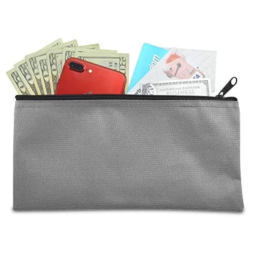 DALIX Gray 2 Pack Zippered Polyester Bank Money Bags 27.9 cm (11" L x 5.5" H x 2.5" D) | Secure Cash & Coin Handling thumbnail 5