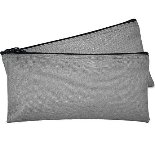 DALIX Gray 2 Pack Zippered Polyester Bank Money Bags 27.9 cm (11" L x 5.5" H x 2.5" D) | Secure Cash & Coin Handling thumbnail 1