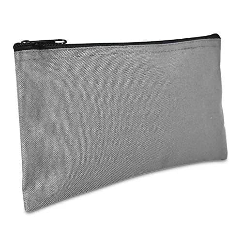 DALIX Gray 2 Pack Zippered Polyester Bank Money Bags 27.9 cm (11" L x 5.5" H x 2.5" D) | Secure Cash & Coin Handling thumbnail 2