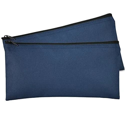 DALIX Navy Blue Zippered Bank Bag 2-Pack | Secure Cash & Coin Pouch (27.9 cm x 14 cm x 6.3 cm) - main product image