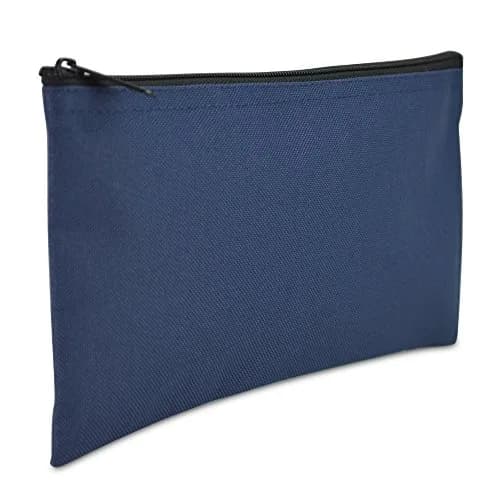 DALIX Navy Blue Zippered Bank Bag 2-Pack | Secure Cash & Coin Pouch (27.9 cm x 14 cm x 6.3 cm) - view 2