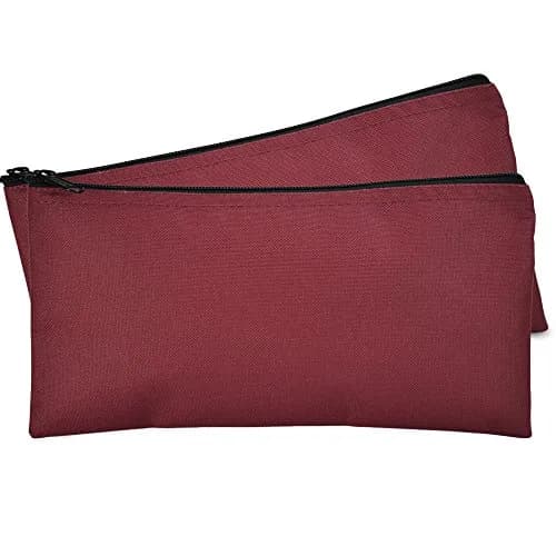 DALIX Maroon Zippered Bank Bag 2-Pack | Secure Cash & Coin Pouch (27.9 cm x 14 cm x 6.3 cm) - main product image