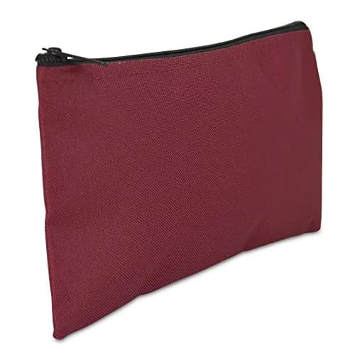DALIX Maroon Zippered Bank Bag 2-Pack | Secure Cash & Coin Pouch (27.9 cm x 14 cm x 6.3 cm) - view 2