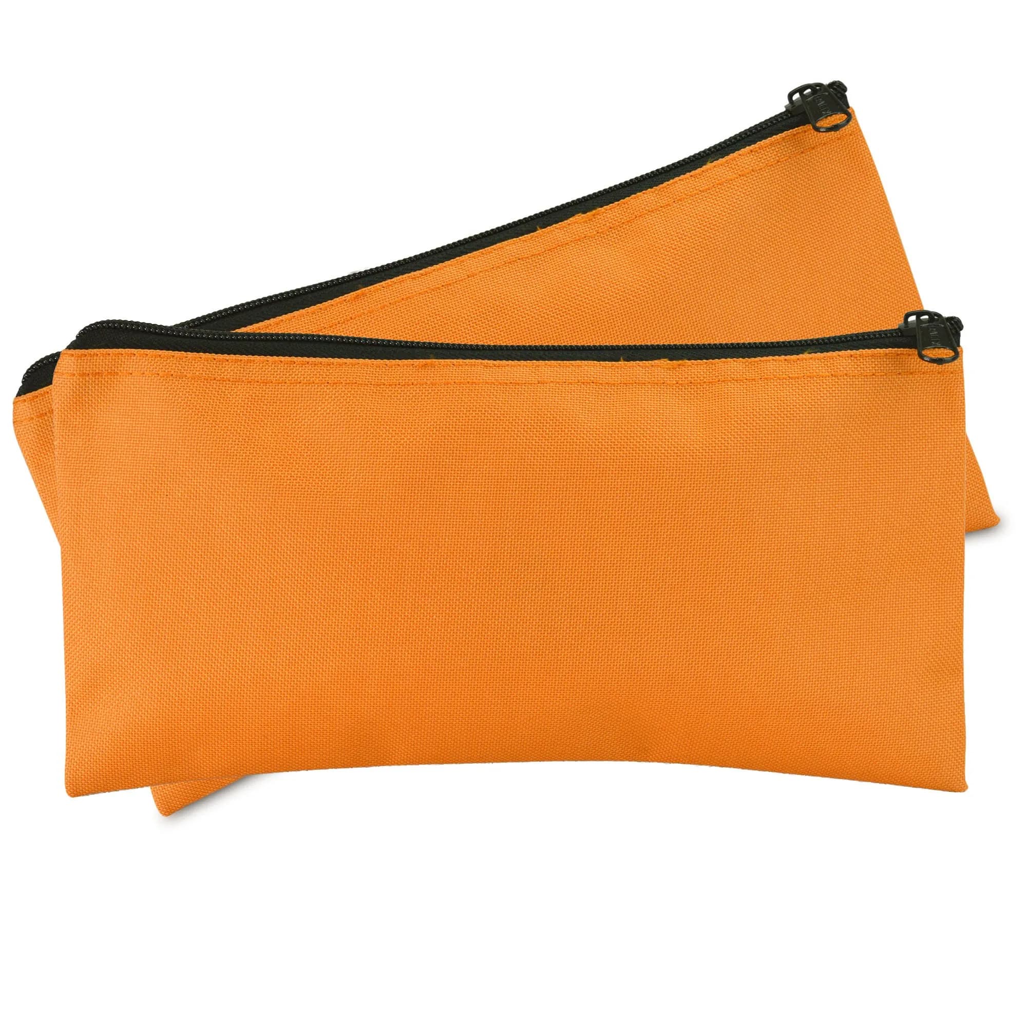 DALIX Orange 2 Pack Polyester Zippered Bank Money Pouch | 27.9 cm (11" Long) x 14 cm (5.5" Wide) - main product image