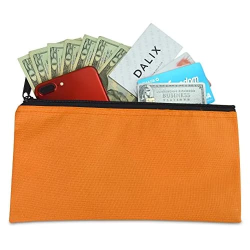 DALIX Orange 2 Pack Polyester Zippered Bank Money Pouch | 27.9 cm (11" Long) x 14 cm (5.5" Wide) thumbnail 5