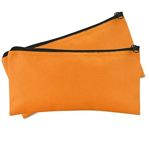 DALIX Orange 2 Pack Polyester Zippered Bank Money Pouch | 27.9 cm (11" Long) x 14 cm (5.5" Wide) thumbnail 1