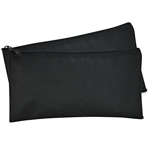 DALIX Black 2 Pack Polyester Zippered Bank Coin Bags | Secure Cash & Coin Handling thumbnail 1