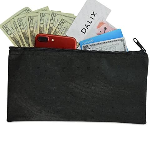 DALIX Black 2 Pack Polyester Zippered Bank Coin Bags | Secure Cash & Coin Handling thumbnail 5