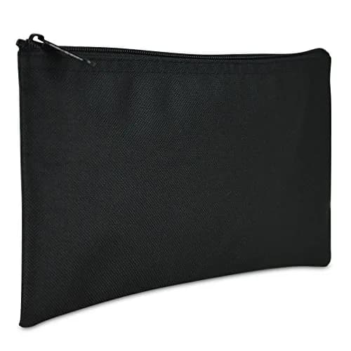 DALIX Black 2 Pack Polyester Zippered Bank Coin Bags | Secure Cash & Coin Handling thumbnail 2
