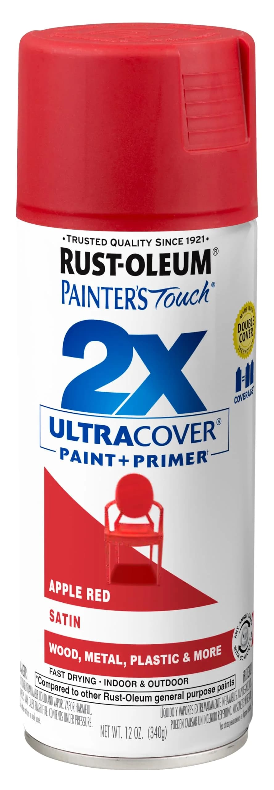 Rust-Oleum Painter's Touch 2X Ultra Cover Satin Apple Red Spray Paint, 12 Oz - main product image