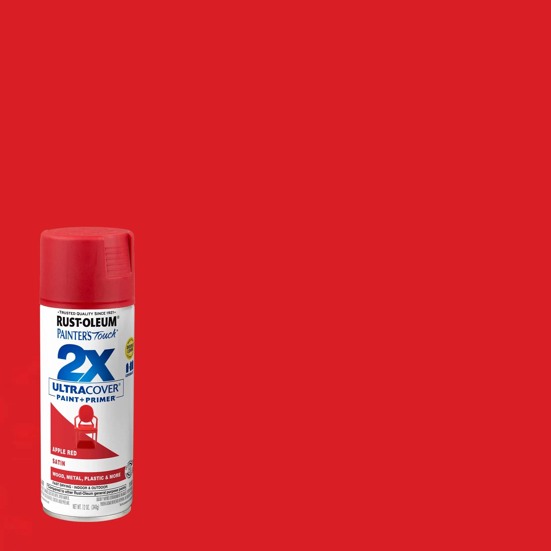 Rust-Oleum Painter's Touch 2X Ultra Cover Satin Apple Red Spray Paint, 12 Oz - view 2