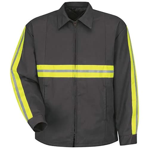 Red Kap Men's Quilt-Lined Panel Jacket, Charcoal, Medium | Durable Work Outerwear with Visibility Trim thumbnail 1