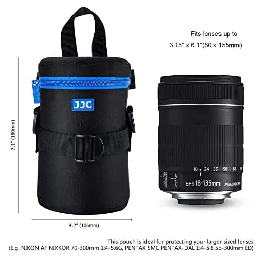 JJC Deluxe Lens Case Pouch Bag for Camera Lens Below 3.15" x 6.1" | Heavy-Duty Polyester with Shock Absorption thumbnail 3