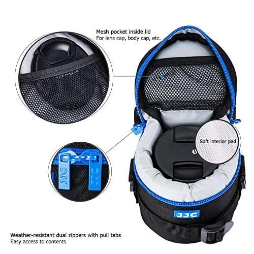 JJC Deluxe Lens Case Pouch Bag for Camera Lens Below 2.95" x 3.93" | Heavy-Duty Polyester Shock Absorber thumbnail 4