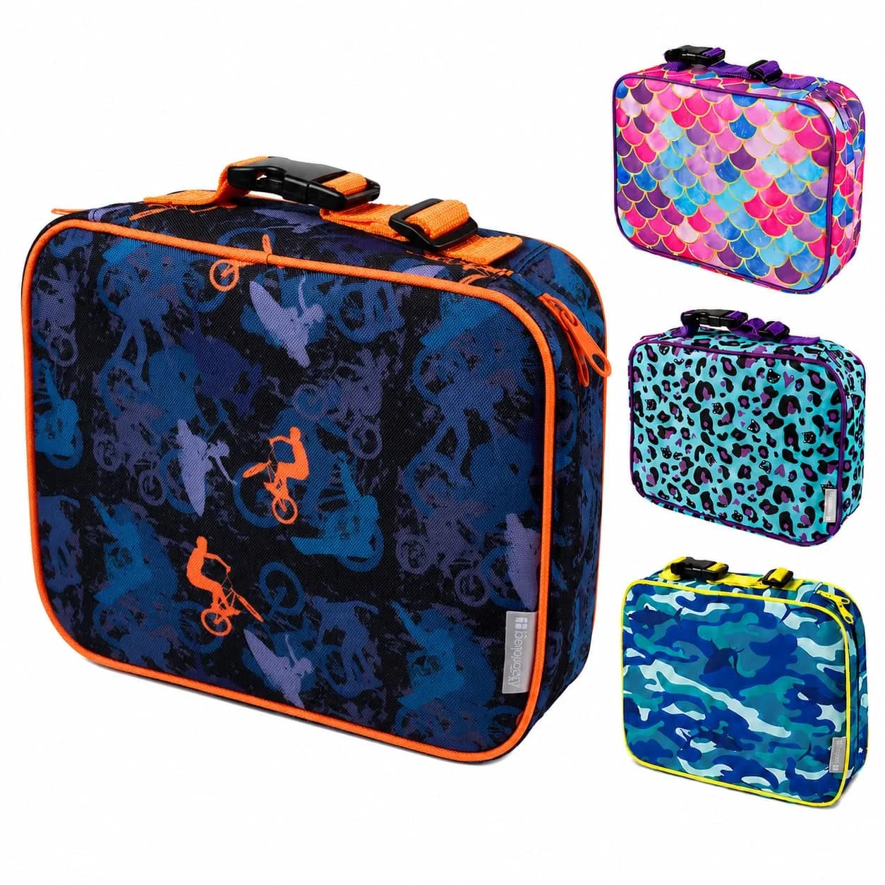 Bentology Kids Insulated Lunch Box Motor Bike Sports Print 23cm (10 in) | Keeps Food Fresh for Hours