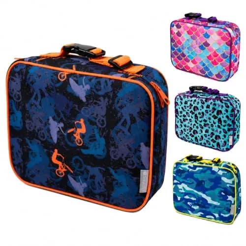Bentology Kids Insulated Lunch Box Motor Bike Sports Print 23cm (10 in) | Keeps Food Fresh for Hours thumbnail 1