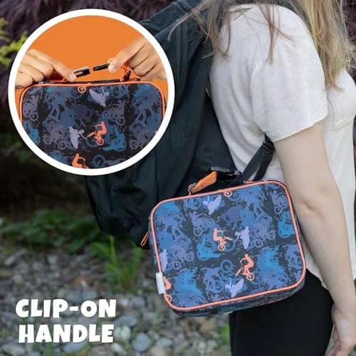 Bentology Kids Insulated Lunch Box Motor Bike Sports Print 23cm (10 in) | Keeps Food Fresh for Hours thumbnail 3