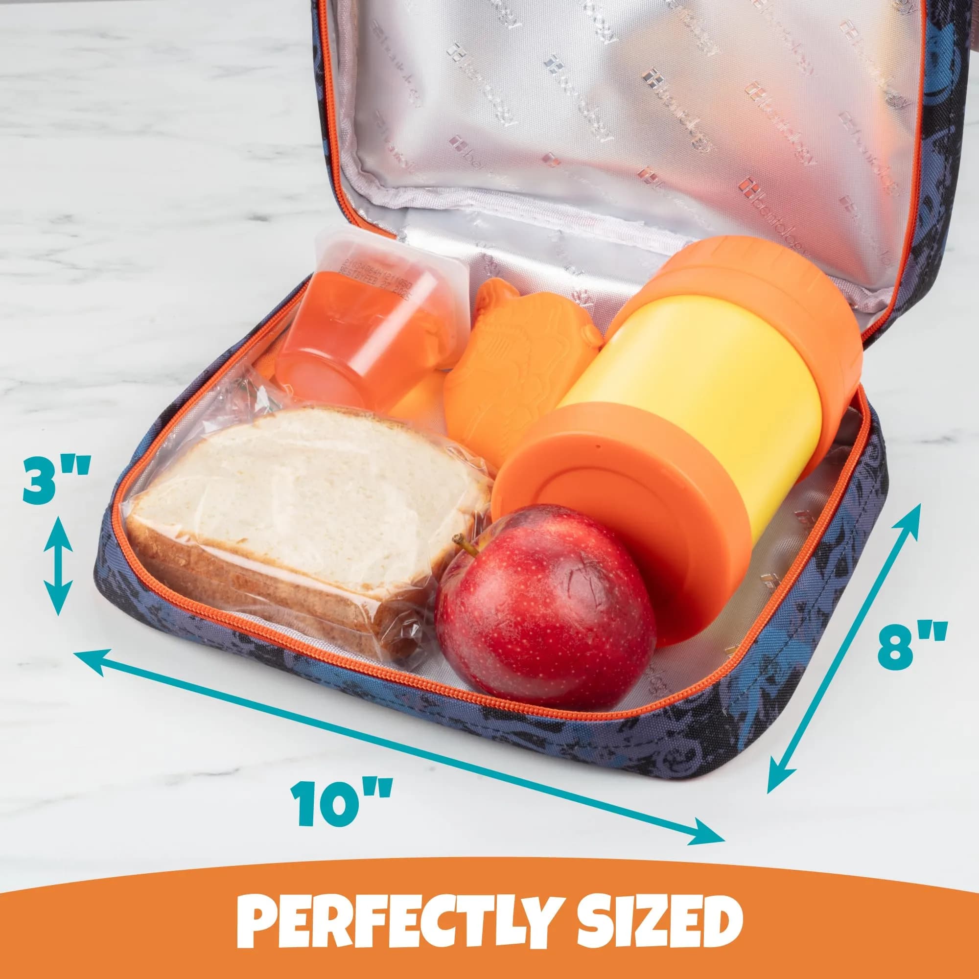 Bentology Kids Insulated Lunch Box Motor Bike Sports Print 23cm (10 in) | Keeps Food Fresh for Hours - view 4