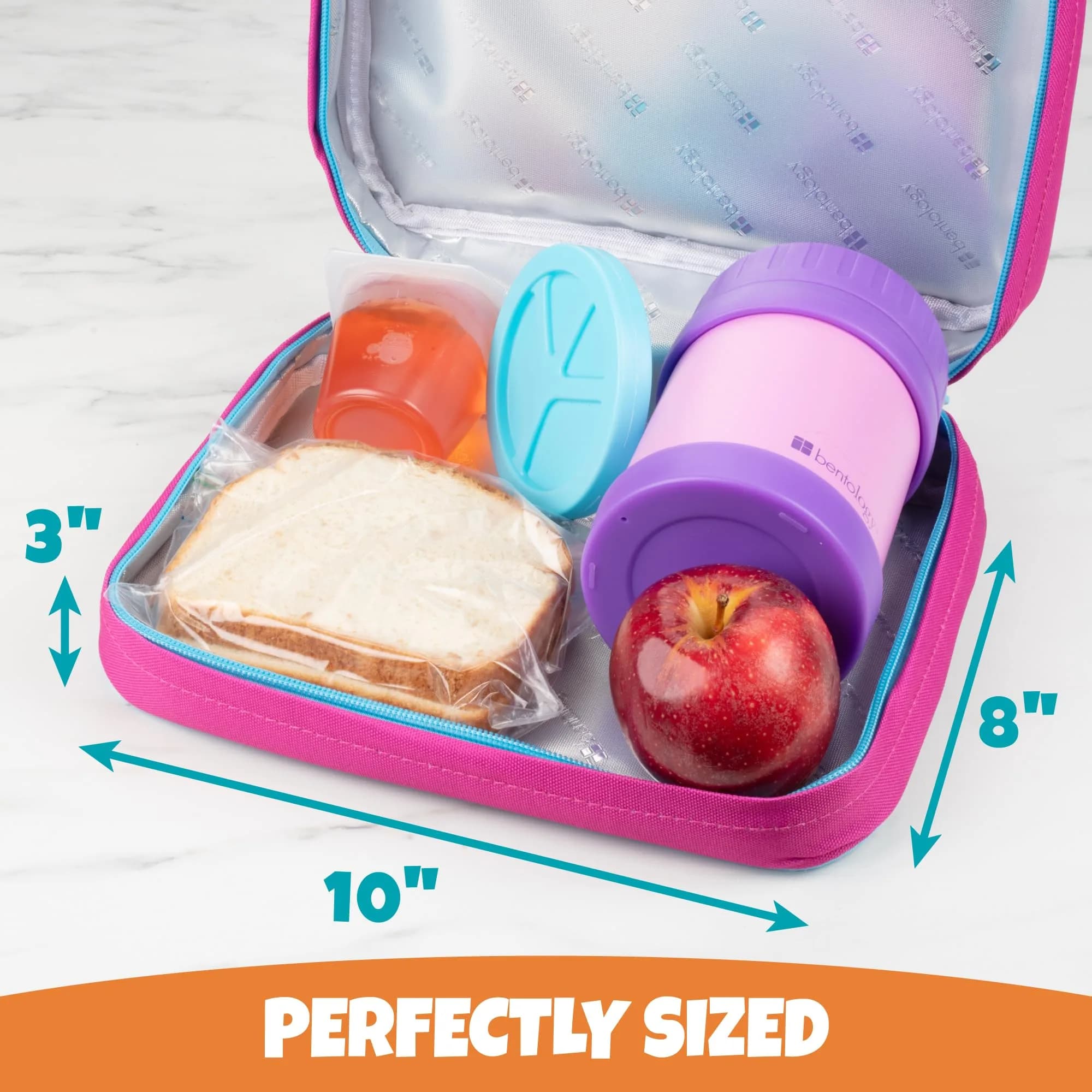 Bentology Kids Insulated Lunch Box Retro Peace Sign 2L (67.6 Fl Oz) | Perfect for School & Daycare - view 3