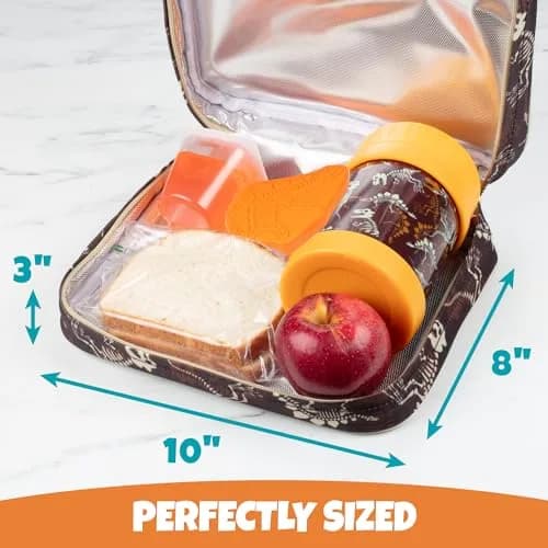 Bentology Kids Insulated Lunch Box Dinosaur Fossils 240cc (10 x 8 x 3 inches) | Food Safe BPA-Free for School thumbnail 4