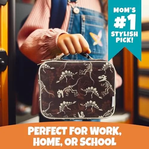 Bentology Kids Insulated Lunch Box Dinosaur Fossils 240cc (10 x 8 x 3 inches) | Food Safe BPA-Free for School thumbnail 7