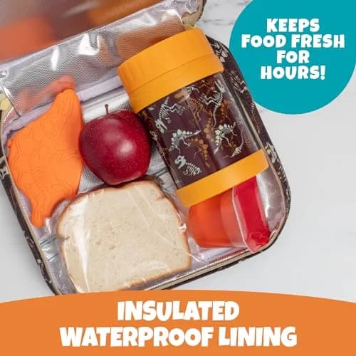 Bentology Kids Insulated Lunch Box Dinosaur Fossils 240cc (10 x 8 x 3 inches) | Food Safe BPA-Free for School thumbnail 2