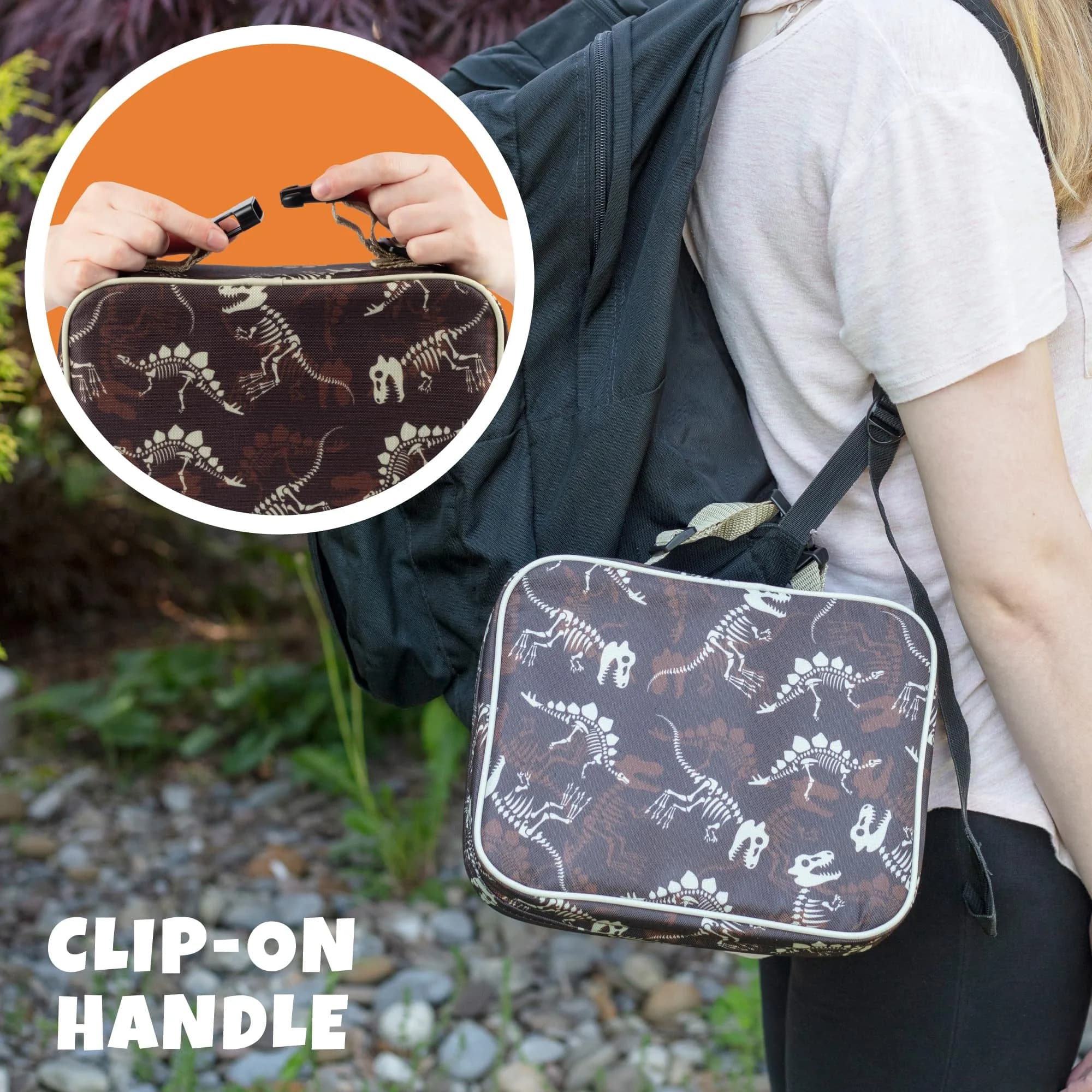 Bentology Kids Insulated Lunch Box Dinosaur Fossils 240cc (10 x 8 x 3 inches) | Food Safe BPA-Free for School - view 3