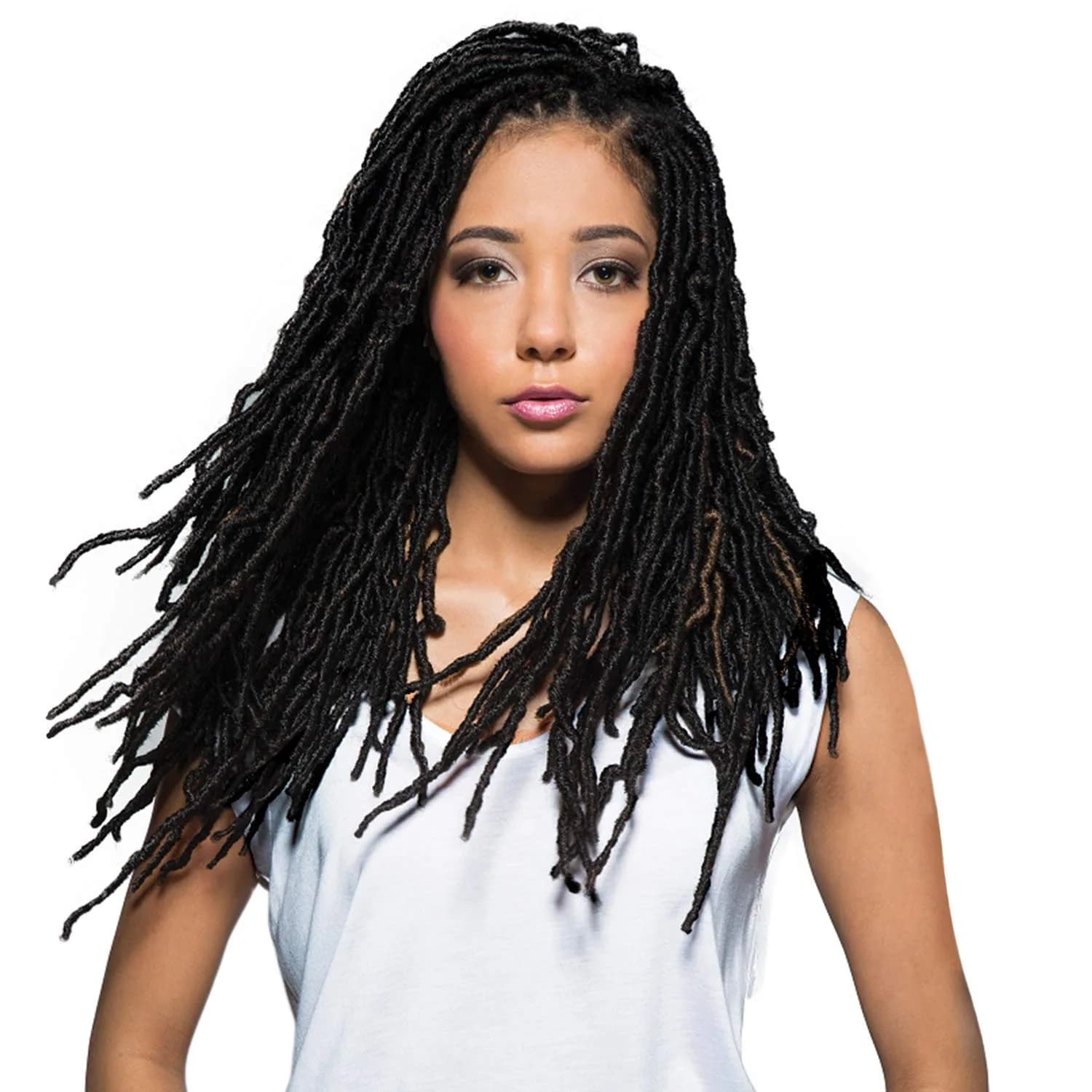 Bobbi Boss Synthetic Hair Crochet Braids African Roots Braid Collection Nu Locs 18" (6-Pack, M1B/PUR) | Kinky, Multi Pack — M1B/DGREEN