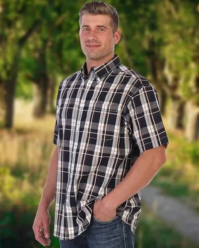 Gioberti Mens Casual Plaid Button Down Short Sleeve Shirt, X Large | Classic Fit Cotton Blend thumbnail 2