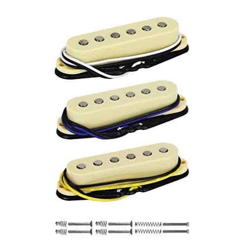 FLEOR Alnico 5 Single Coil Guitar Pickups Set Cream Flat Pole for ST/SQ Electric Guitars (Neck/Middle/Bridge, 50mm/50mm/52mm Spacing) thumbnail 1