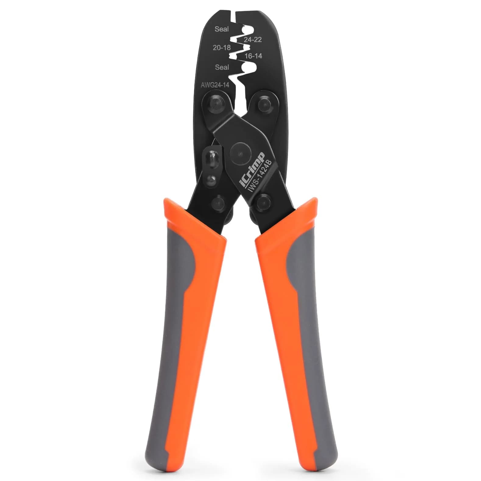 IWISS iCrimp IWC-1424AB Open Barrel & Weather Pack Terminal Crimper AWG24-14 | Built-in Wire Stripper & Cutter — Weather Pack Terminal