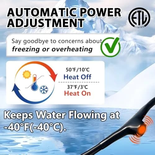 HEATIT 9ft Self-Regulating Heating Cable for Pipe Freeze Protection 3W/FT | Energy-Efficient & Safe thumbnail 6