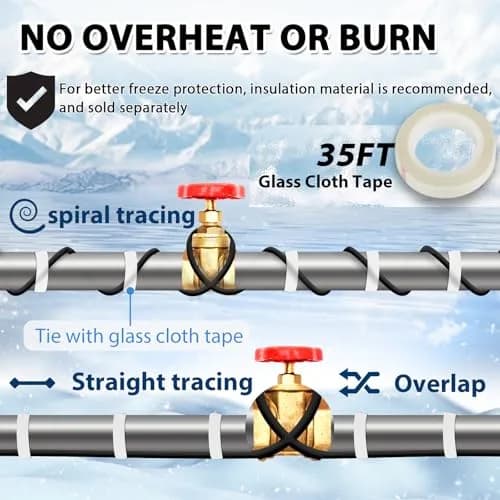 HEATIT 9ft Self-Regulating Heating Cable for Pipe Freeze Protection 3W/FT | Energy-Efficient & Safe thumbnail 7