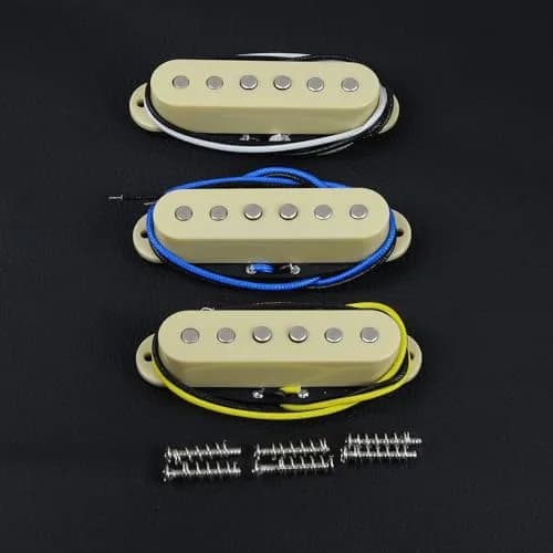 FLEOR Single Coil Pickup Set Cream Staggered Alnico 5 for Electric Guitar | Neck/Middle/Bridge 52mm Spacing thumbnail 4