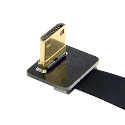 JSER CYFPV 90 Degree Up Angled Mini HDMI Male to HDMI Male FPC Flat Cable 20cm | Connects FPV Cameras to HDTVs thumbnail 4