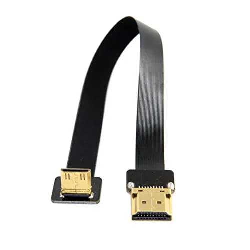 JSER CYFPV 90 Degree Up Angled Mini HDMI Male to HDMI Male FPC Flat Cable 20cm | Connects FPV Cameras to HDTVs thumbnail 2