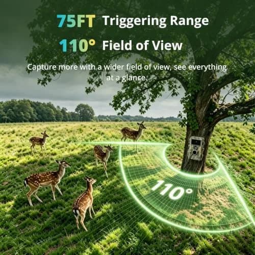 BLAZEVIDEO Trail Camera 64MP 1296P Video, 940nm No-Glow Night Vision, 70° Focused PIR Detection, 0.3s Trigger, 110° FOV, IP66 Cam thumbnail 5