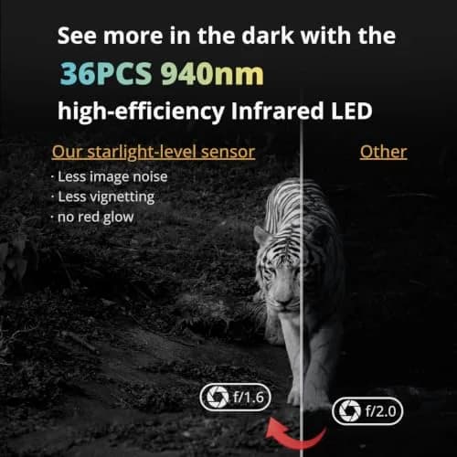 BLAZEVIDEO Trail Camera 64MP 1296P Video, 940nm No-Glow Night Vision, 70° Focused PIR Detection, 0.3s Trigger, 110° FOV, IP66 Cam thumbnail 3