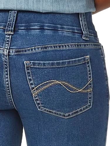 Riders by Lee Indigo Womens Pull on Waist Smoother Bootcut Jeans, Mid Shade, 16 Petite US | Elastic Waist, Classic Fit, Cotton Blend thumbnail 3